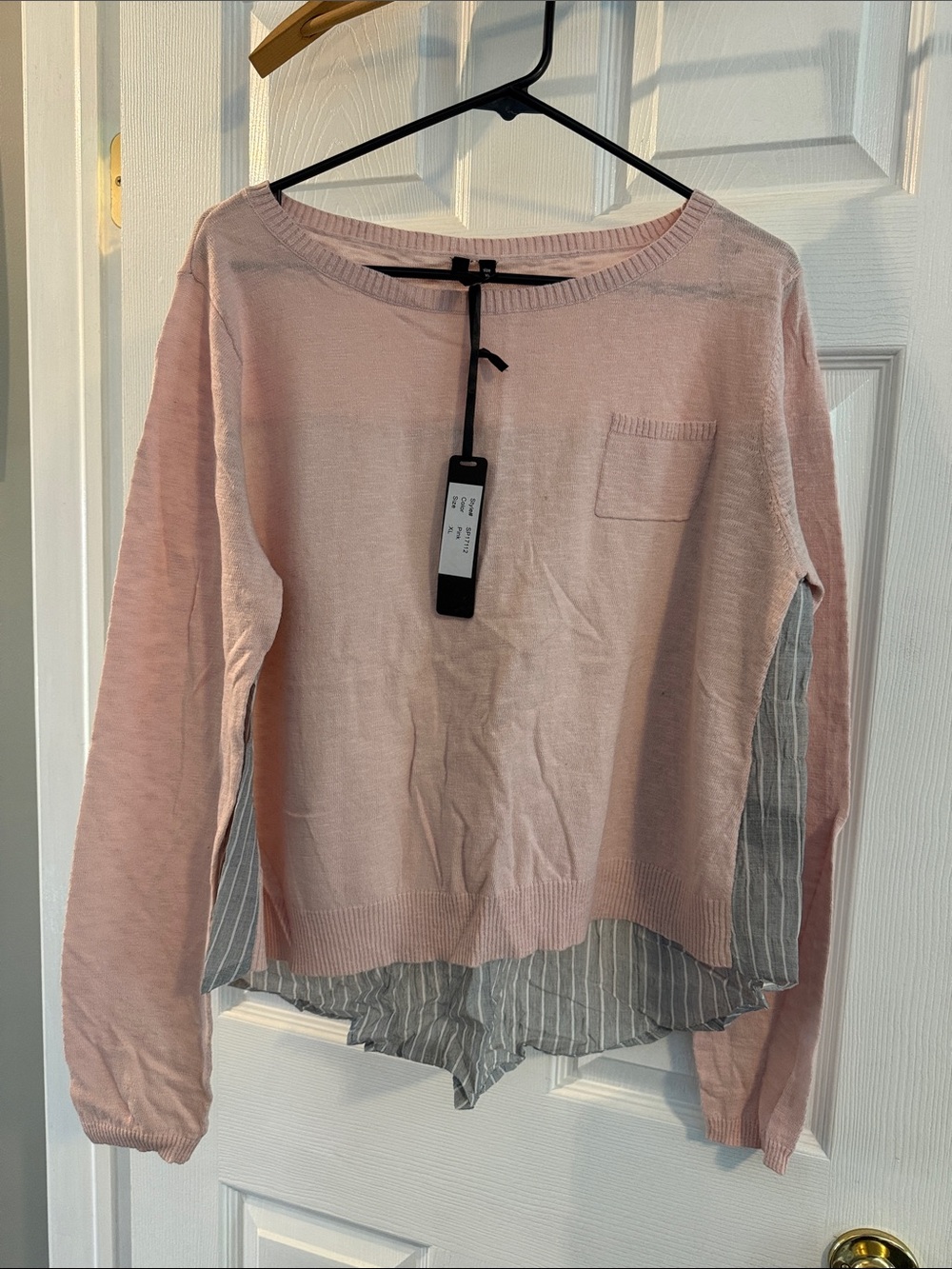 Sundance Women's Light Pink Layered-Look Crewneck Sweater